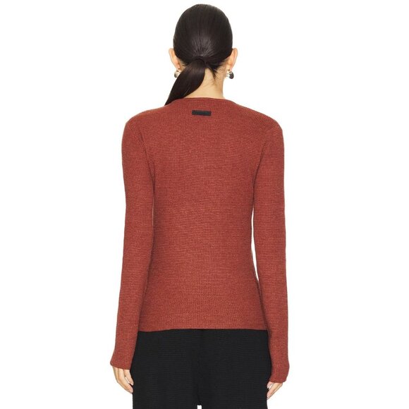 Fear of God ESSENTIALS Waffle Fitted Long Sleeve in Crimson X-Small New Womens - Picture 2 of 12
